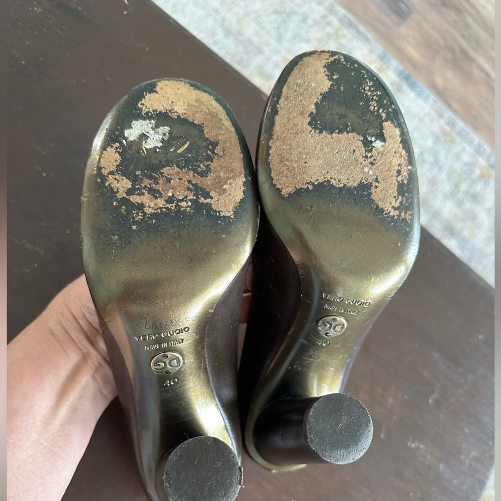 **** Dolce & Gabbana Size 40 VTG Brown Leather Heels - Picture 8 of 10